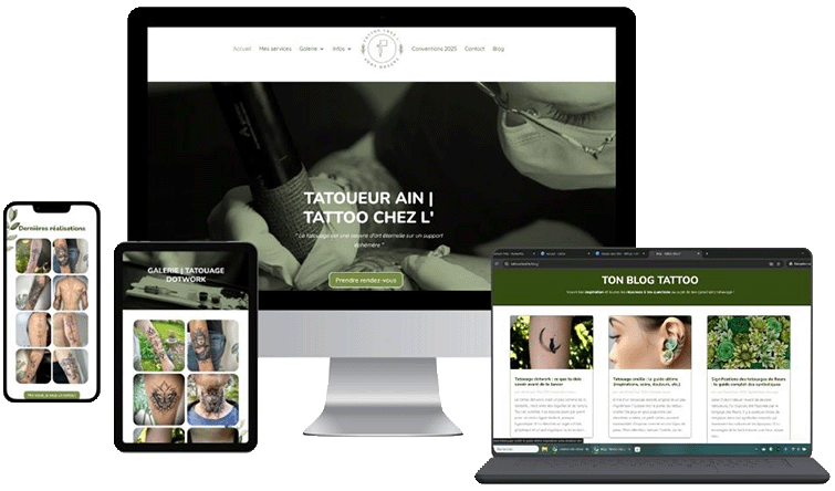 site vitrine wordpresse réalisé sur mesure pour une tatoueuse